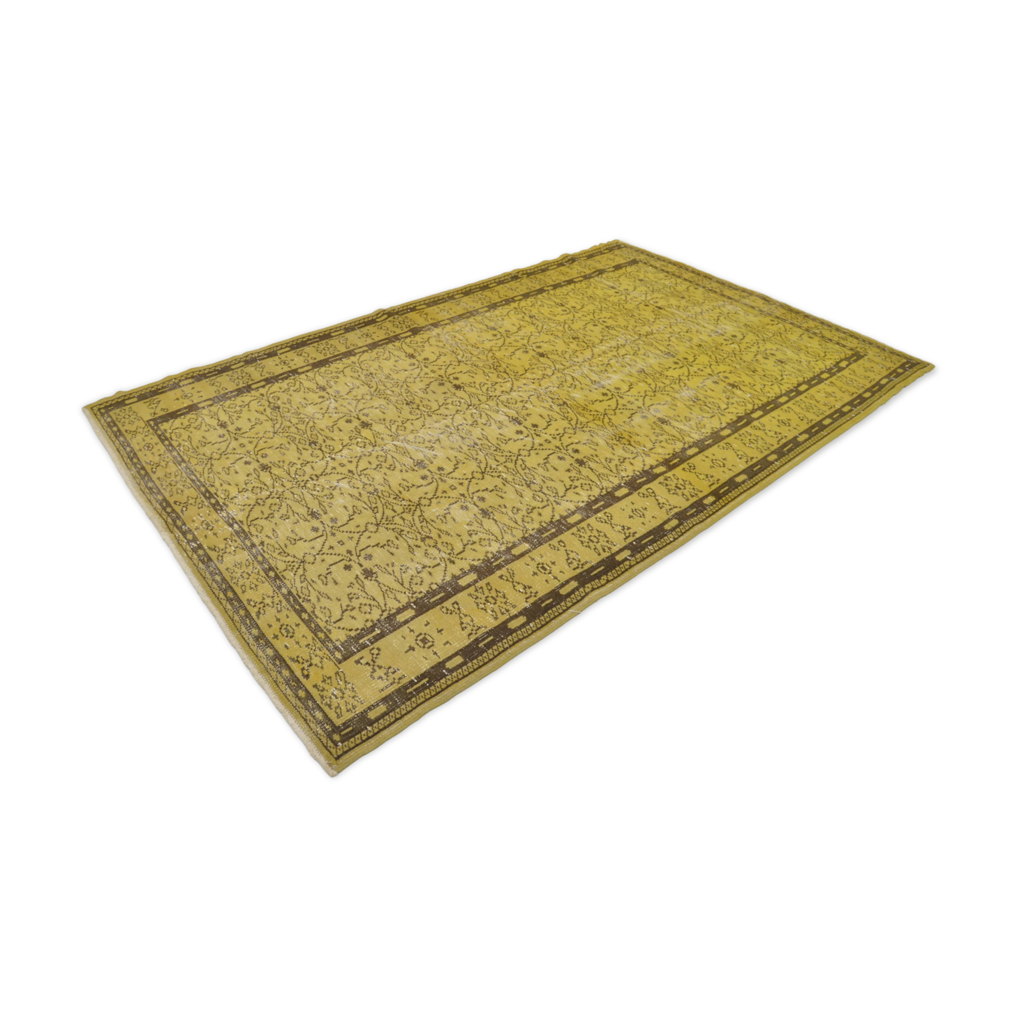 Tapis floral Oushak jaune
