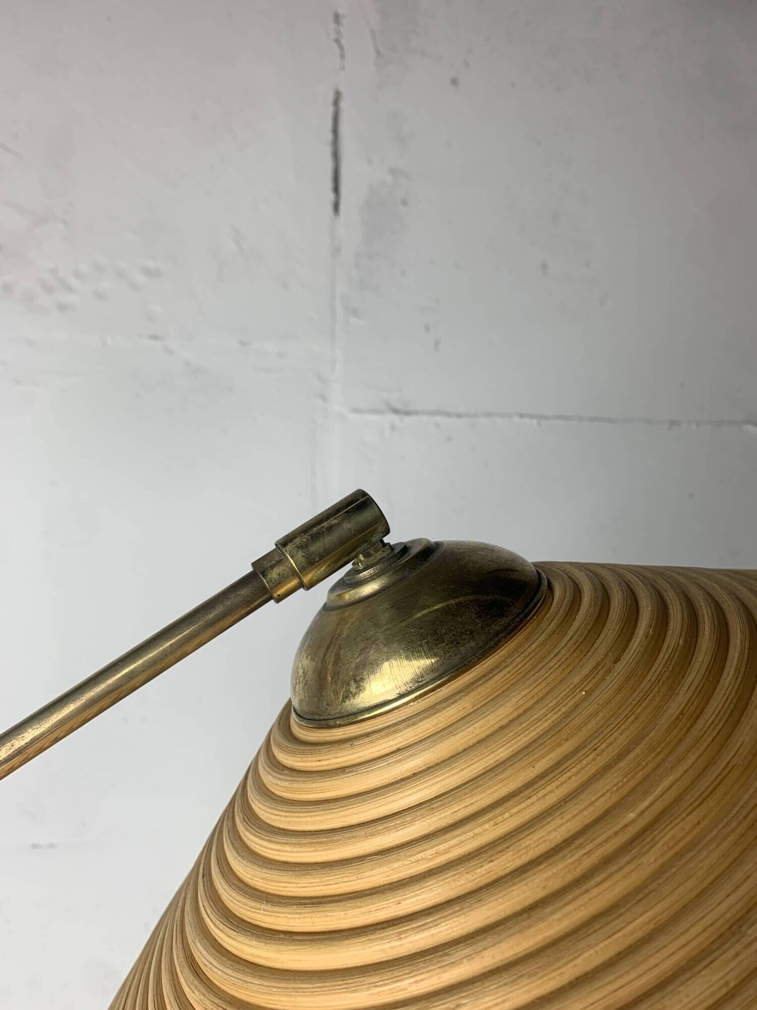 Italian Adjustable Floor Lamp in Pencil Reed, Bamboo, Rattan and Brass, 1970s