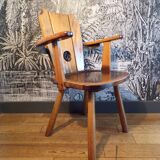 Brutalist armchair in solid wood