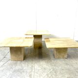 Vintage travertine nesting tables or side tables, 1970s