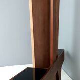 Wooden Entryway Mirror Organizer with Black Glass Tops, Italy