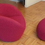 Edito swivel armchair and Edito pouf Rochebobois