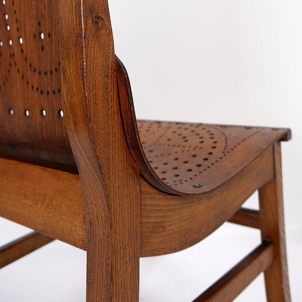 Church Chairs with perforated plywood, 1920s