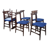 1960s Italian teak chairs in blue