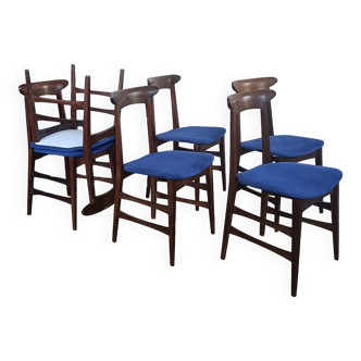 Italian teak chairs from the 60s blue