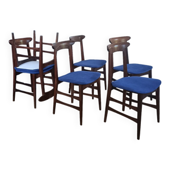 Italian teak chairs 60s blue