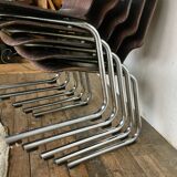 Series of 5 retro vintage stackable chairs flototto pagholz by adam stegner 1960 1970