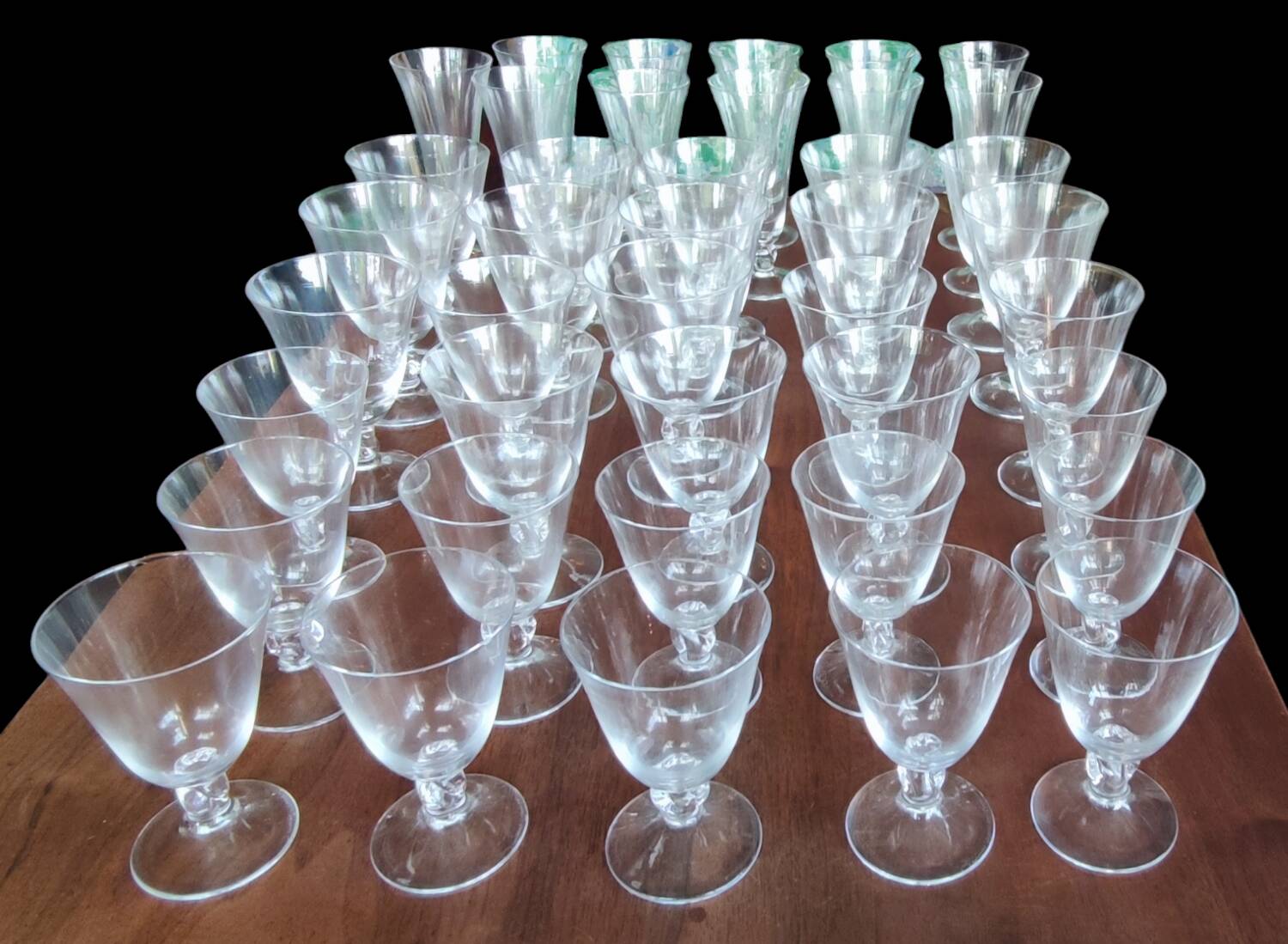 Set of 40 Daum France crystal glasses, Orval model