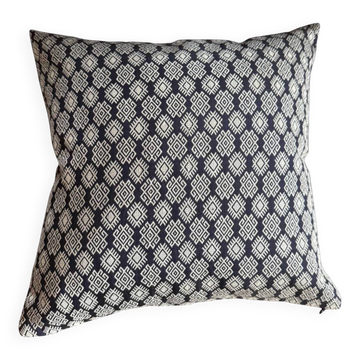 Housse de coussin Kachin bleu marine et beige (RIDA)