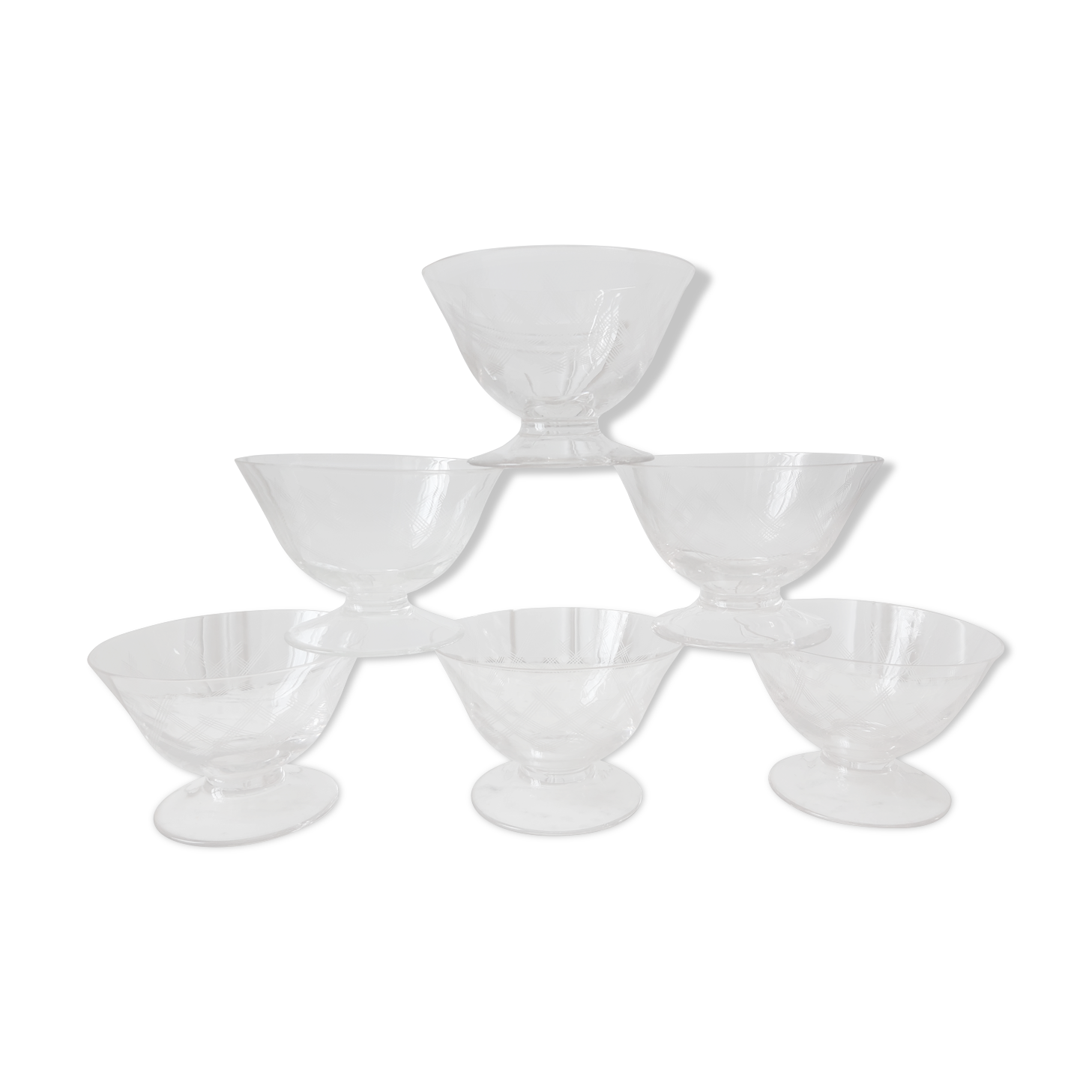 Lot de 6 coupes à champagne en cristal