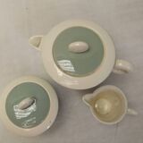 Digoin Sarreguemines almond green vintage Art Deco earthenware coffee set