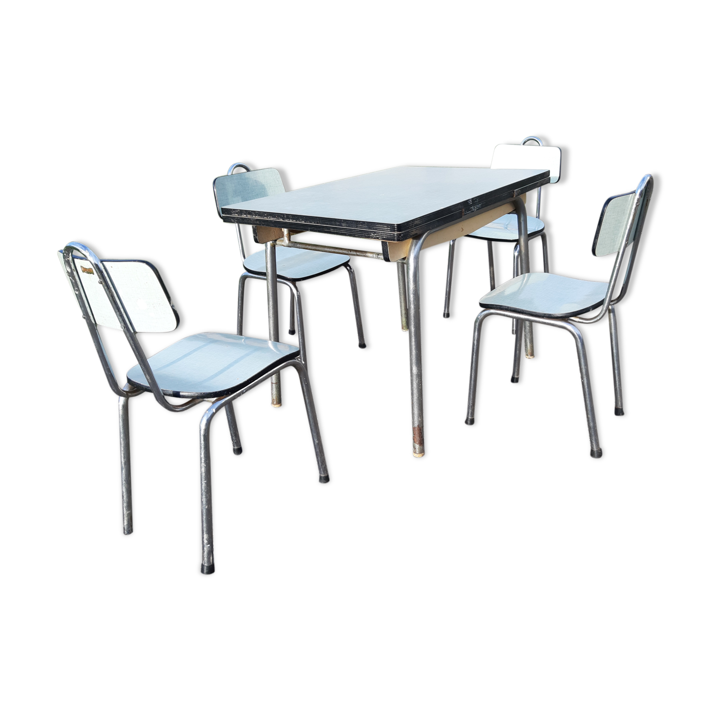 Table et 4 chaises formica vintage de marque Colmon