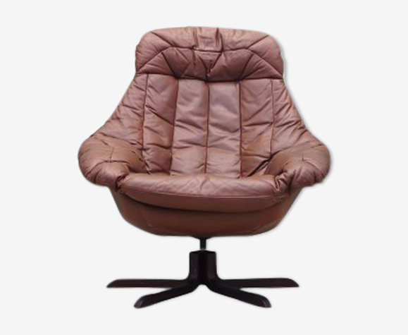 Fauteuil en cuir, design danois, années 1960, fabriqué par H.W. Klein