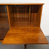 High sideboard, display cabinet and secretary, Scandinavian in teak, France around 1960.