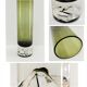 Cylindrical vase green glass Scandinavian design 70s