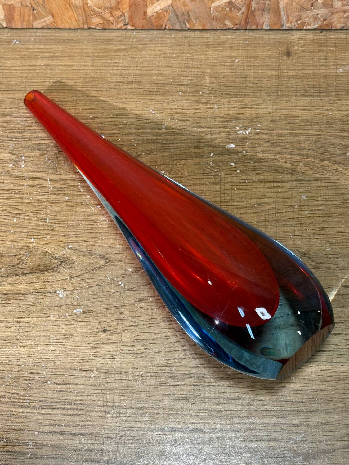 Drop vase glass sommerso red blue Murano style Flavio Poli 29 cm
