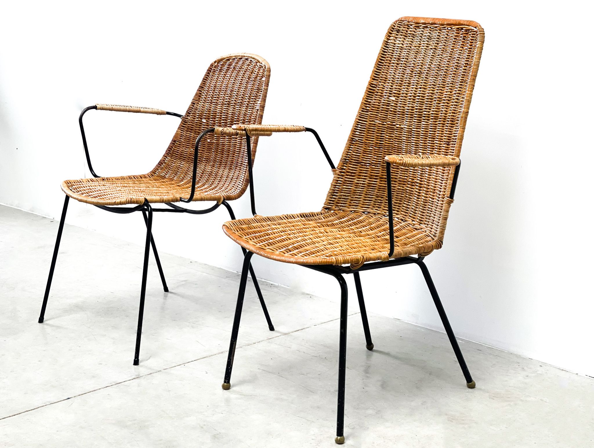 Set of two rattan easy chairs