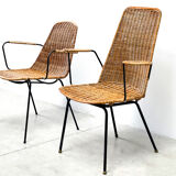 Set of two rattan easy chairs