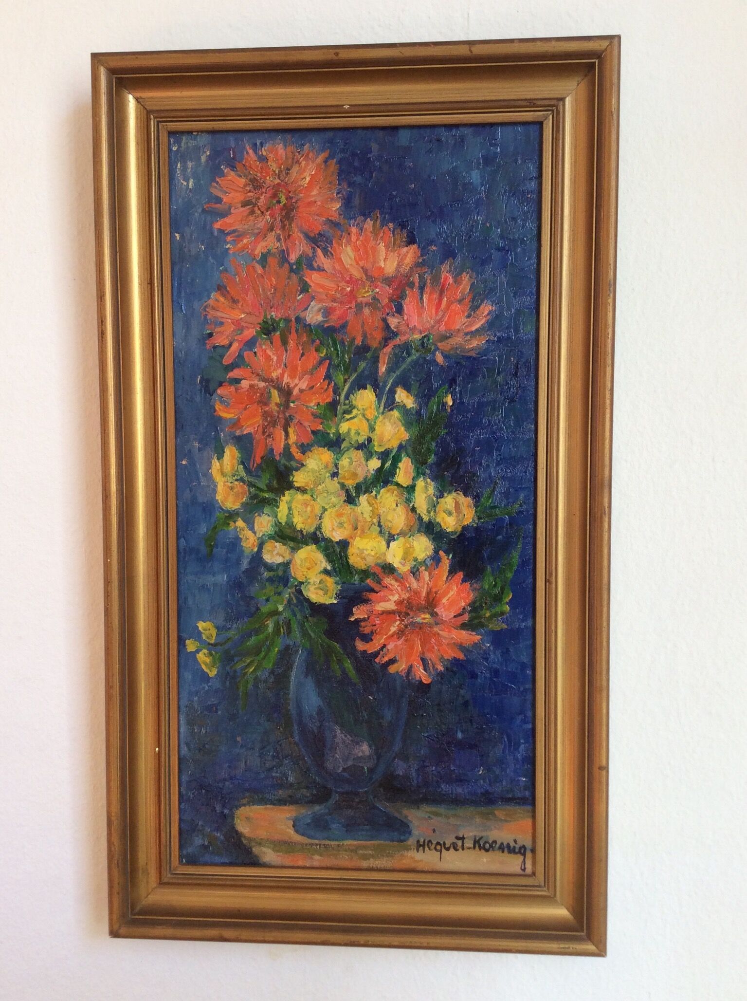 Tableau fleurs huile sur toile, XXème siècle.