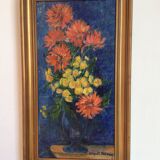 Tableau fleurs huile sur toile, XXème siècle.