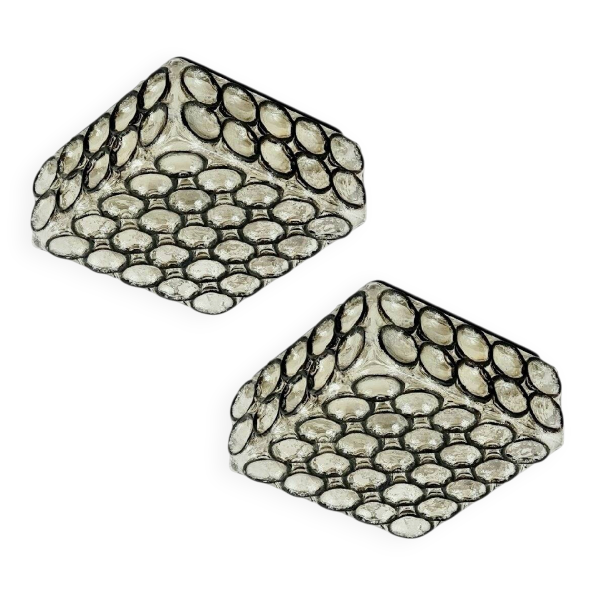 Pair of Mid-Century Modern Glass Ceiling Lights from Limburg, 1960s/1970s