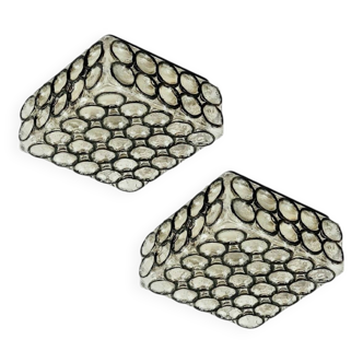 Pair of Mid-Century Modern Glass Ceiling Lights from Limburg, 1960s/1970s