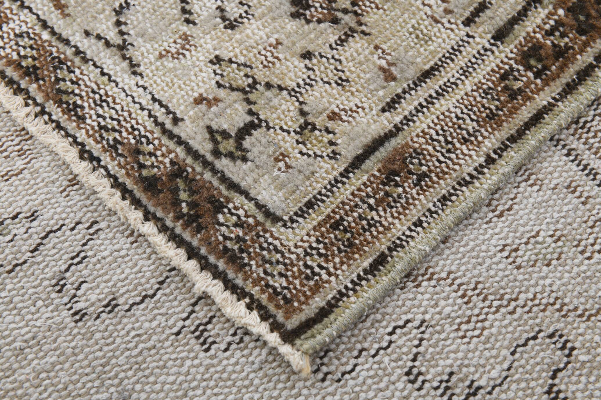 5x9 Brown & Beige Madallion Pattern Vintage Rug, 171x267Cm