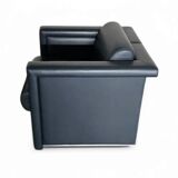 Pair / Trix and Robert Haussmann / Dark grey leather chairs by Knoll