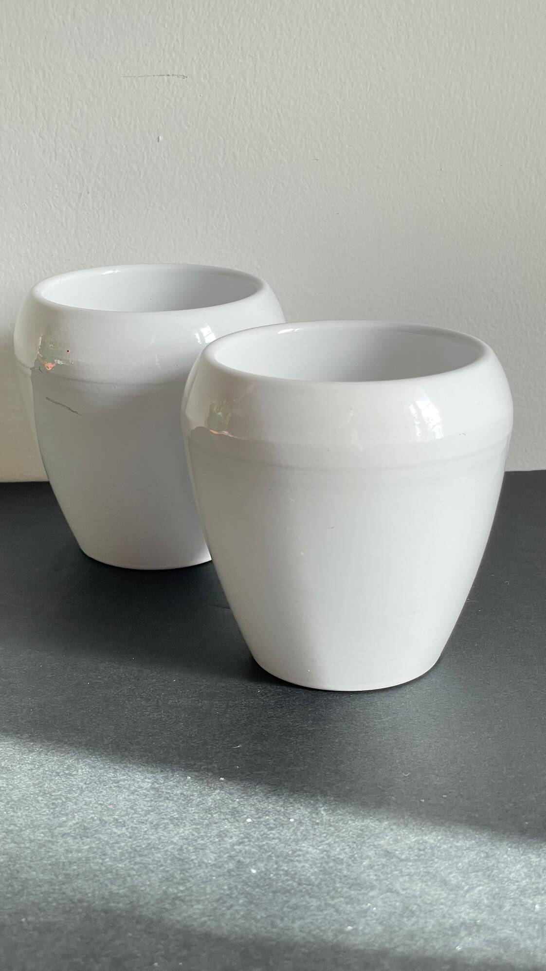 Pair of White Ceramic Candle Holders