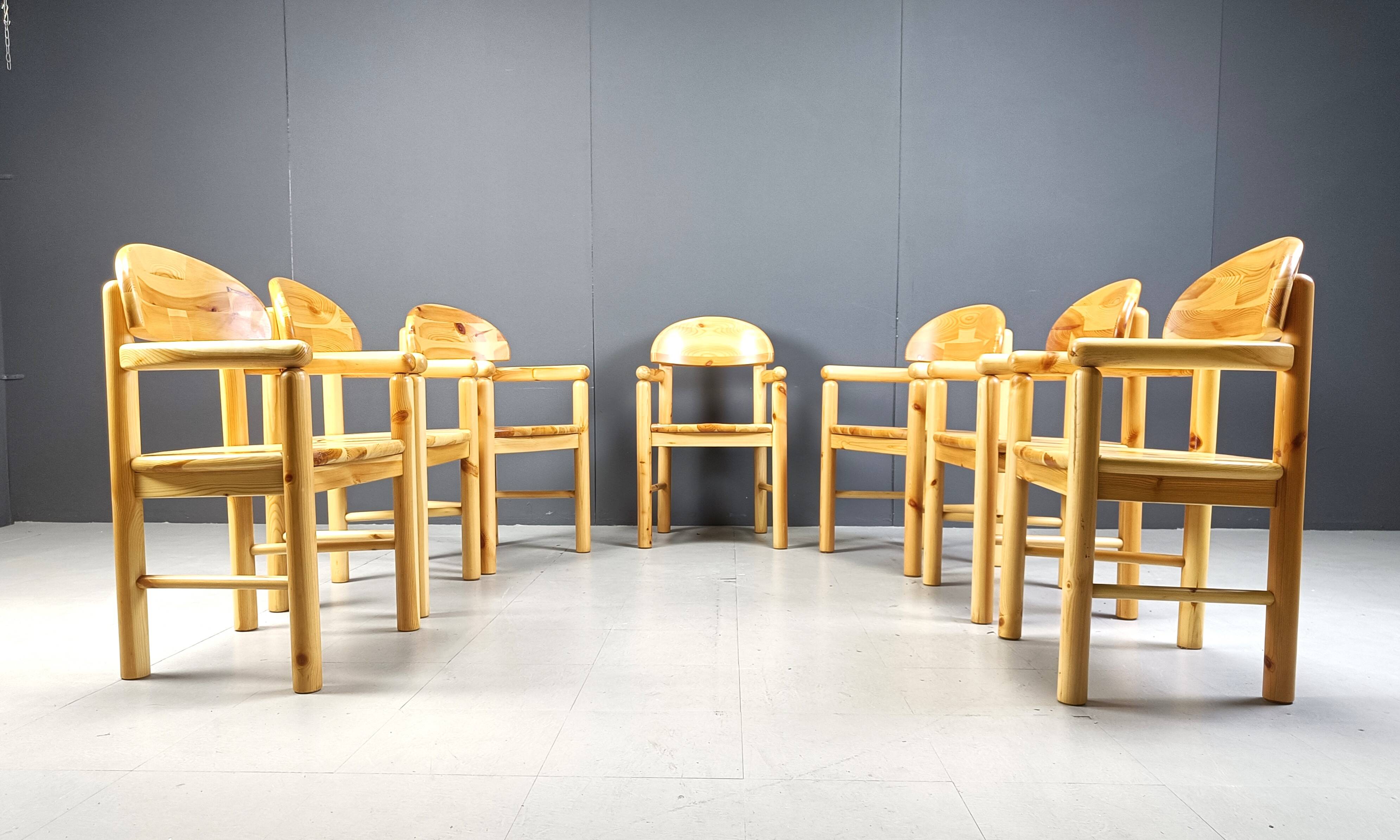 Chaises de salle à manger en bois de pin Rainer Daumiller pour Hirtshals Savvaerk, lot de 7, années 1980