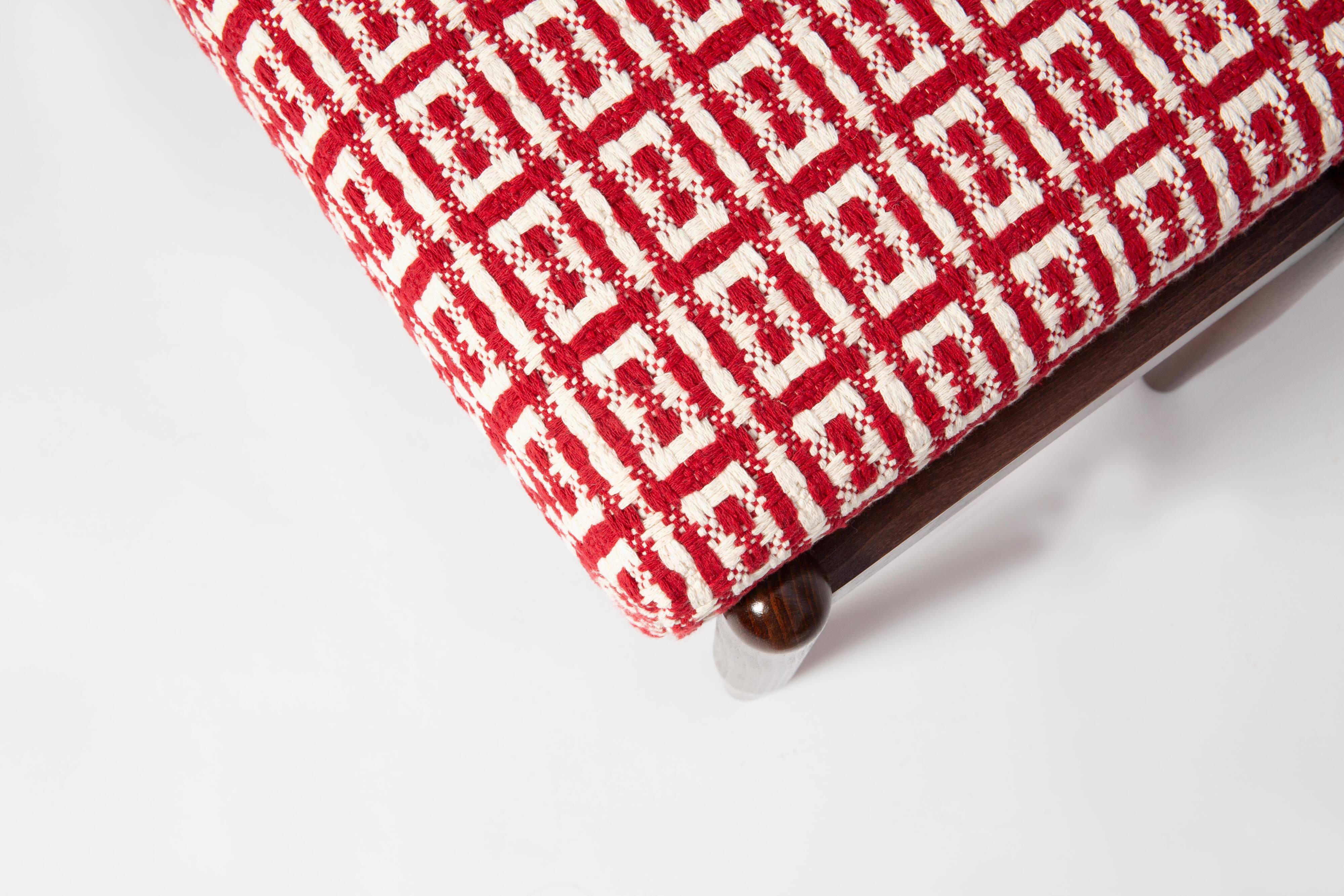 Mid-century GFM stool in geometric jacquard tweed by Dedar, E. Homa, Europe, 1960s.