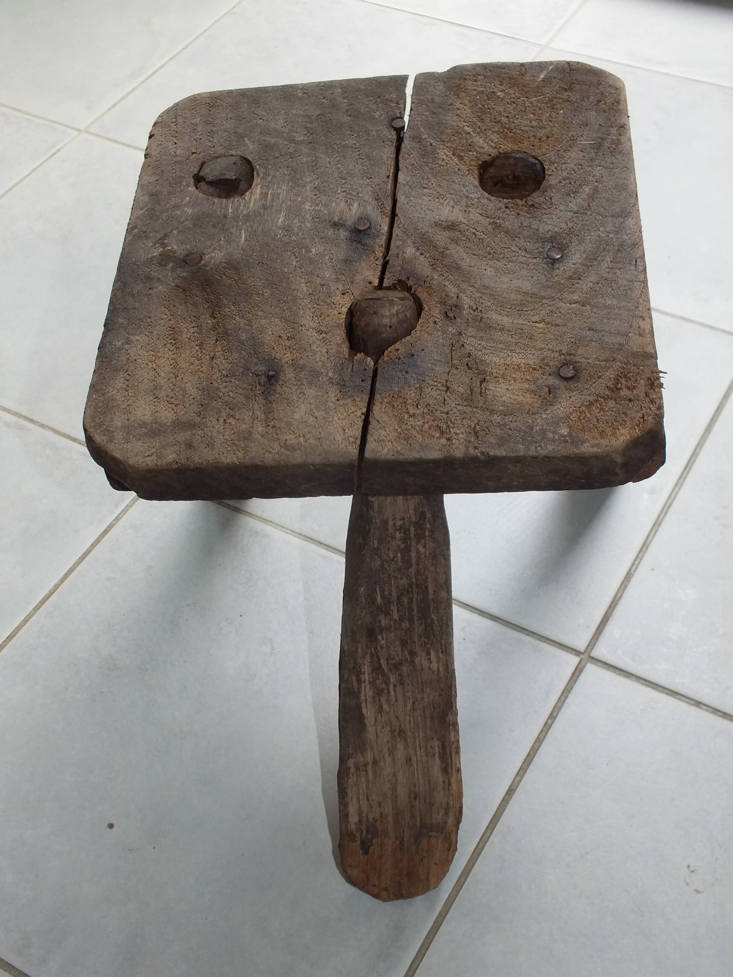 Small brutalist stool, norman farm tripod