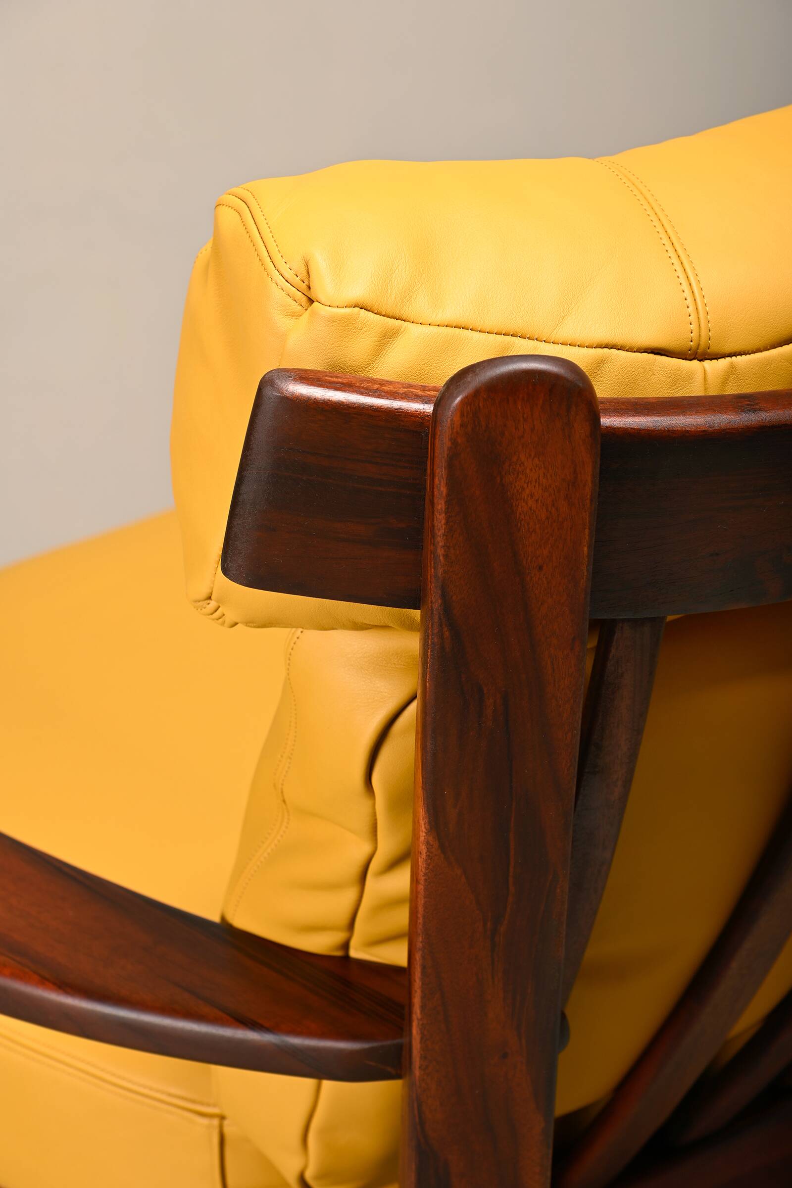 Brazilian Lounge Chair in Rosewood and Ochre Leather