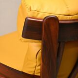 Brazilian Lounge Chair in Rosewood and Ochre Leather