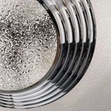 Modernist art deco pendant lamp, chrome brass and glass, France 1930 vintage