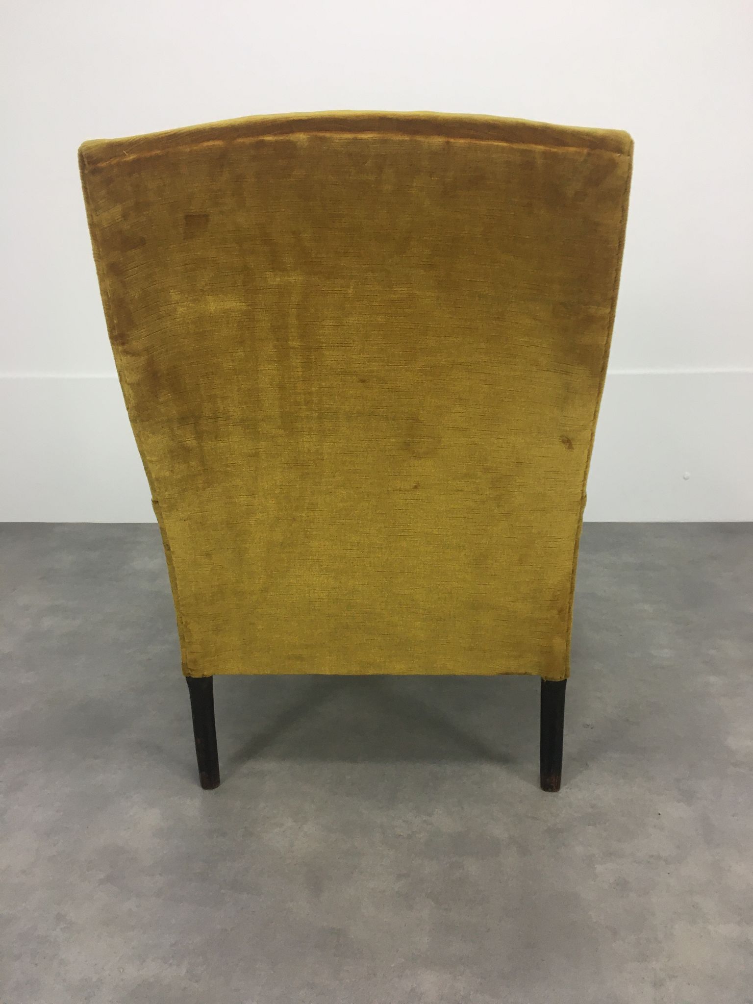 English armchair Napoleon III in mustard yellow velvet