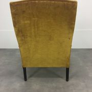 English armchair Napoleon III in mustard yellow velvet
