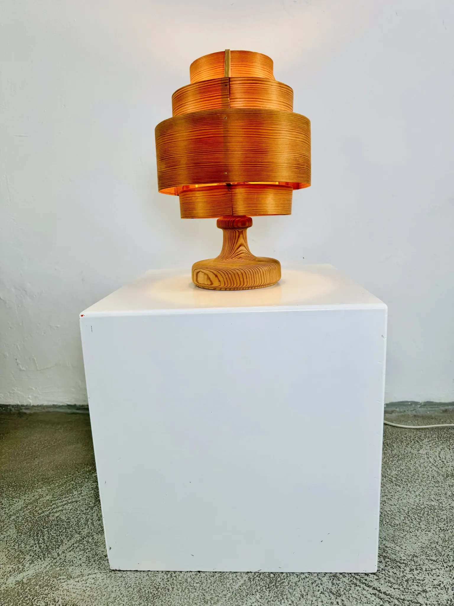B-262 Pine Veneer Table Lamp By Hans-Agne Jakobsson For Ab Ellysett, Sweden, 1960S
