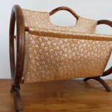 Magazine holder in rattan and vintage fabrics