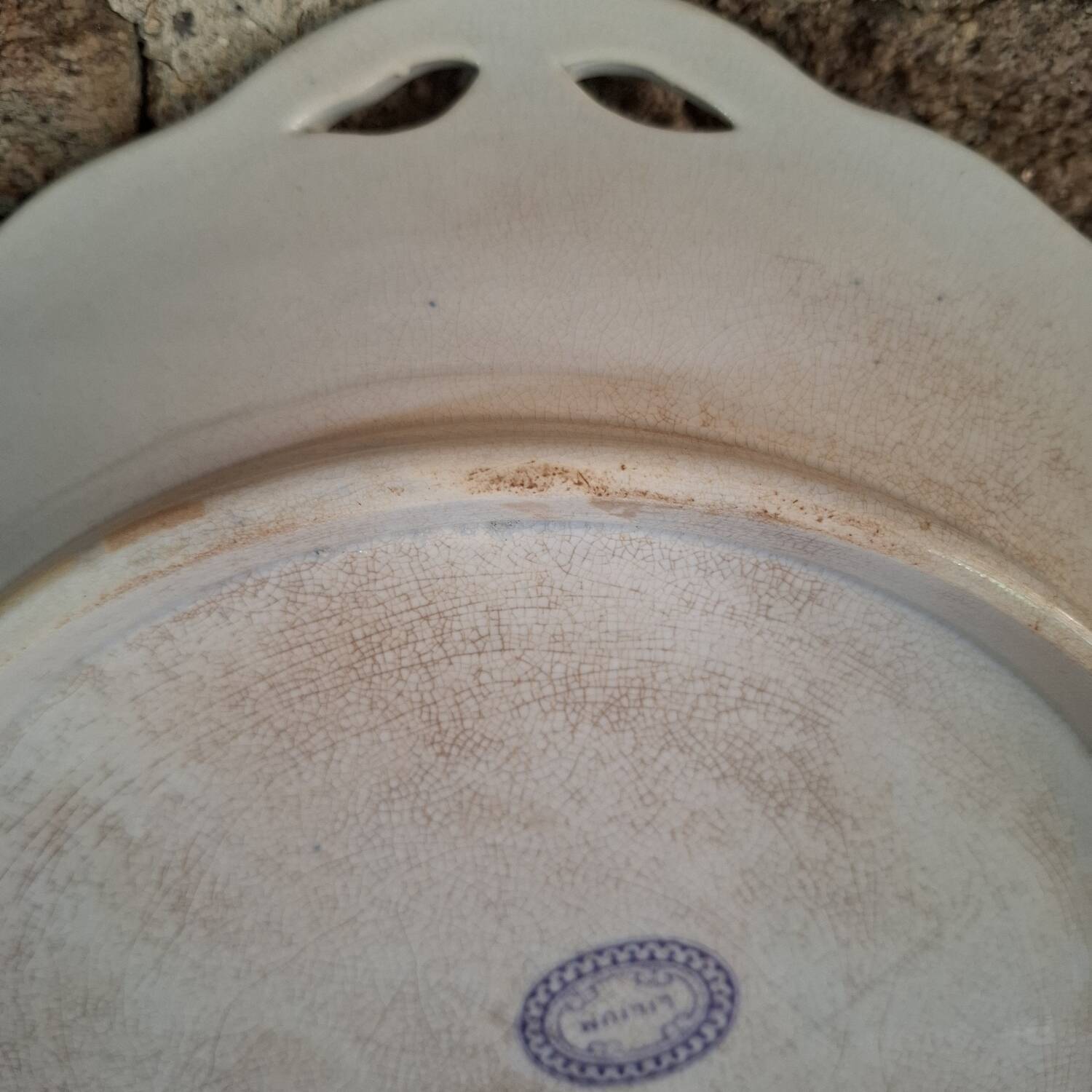 Antique iron earthenware dish