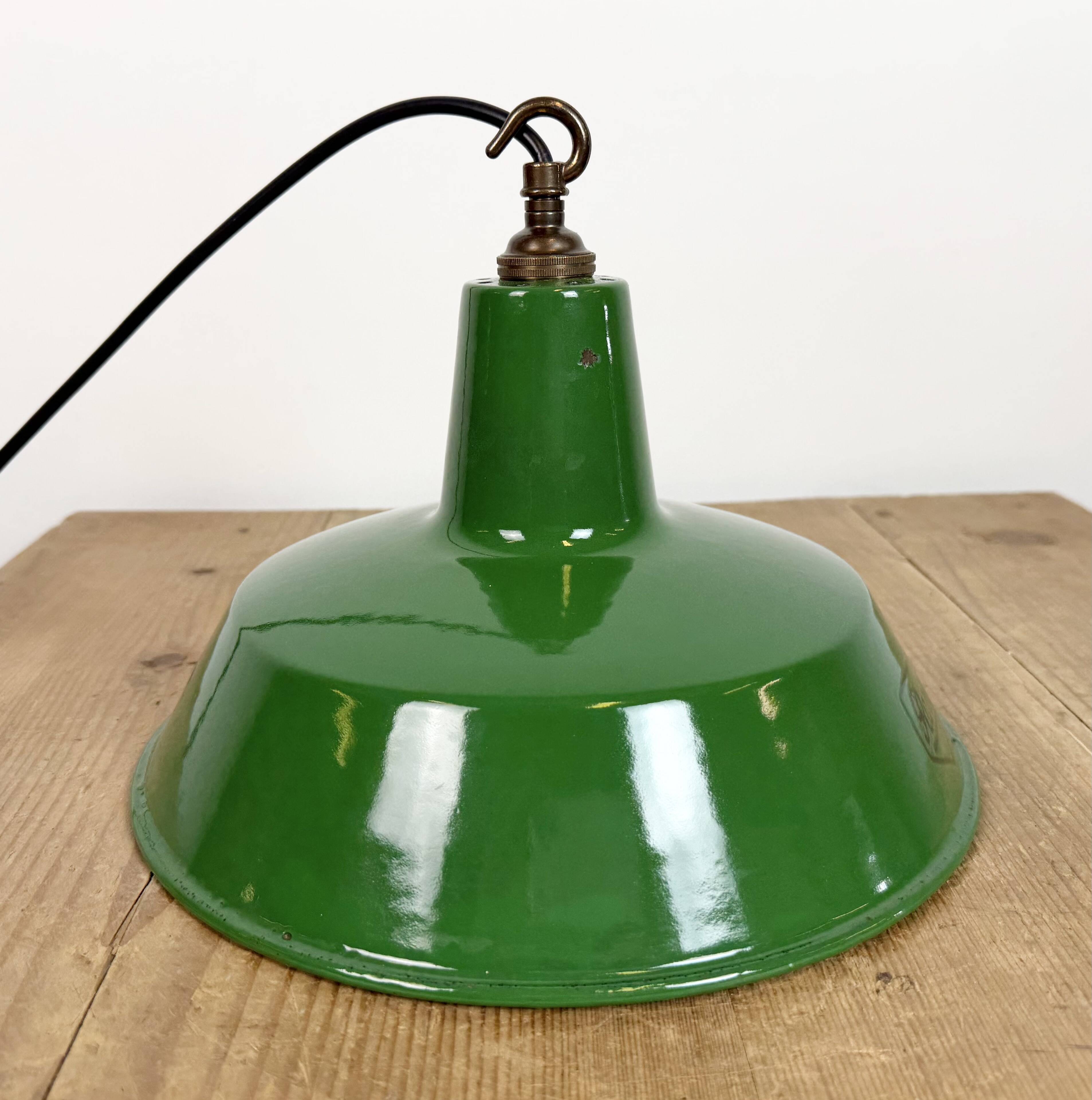 Industrial Green Enamel Factory Pendant Lamp from Revo, 1950s