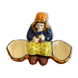 Salt and pepper shaker woman HB Quimper