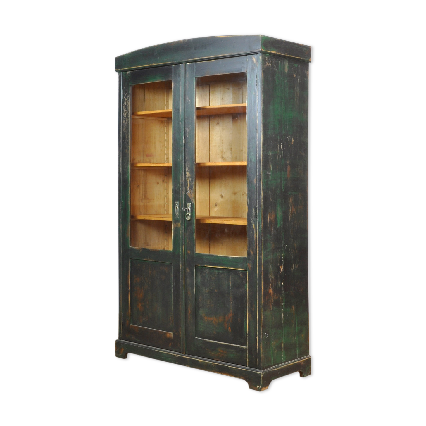 Vintage pine glass library, 1940's