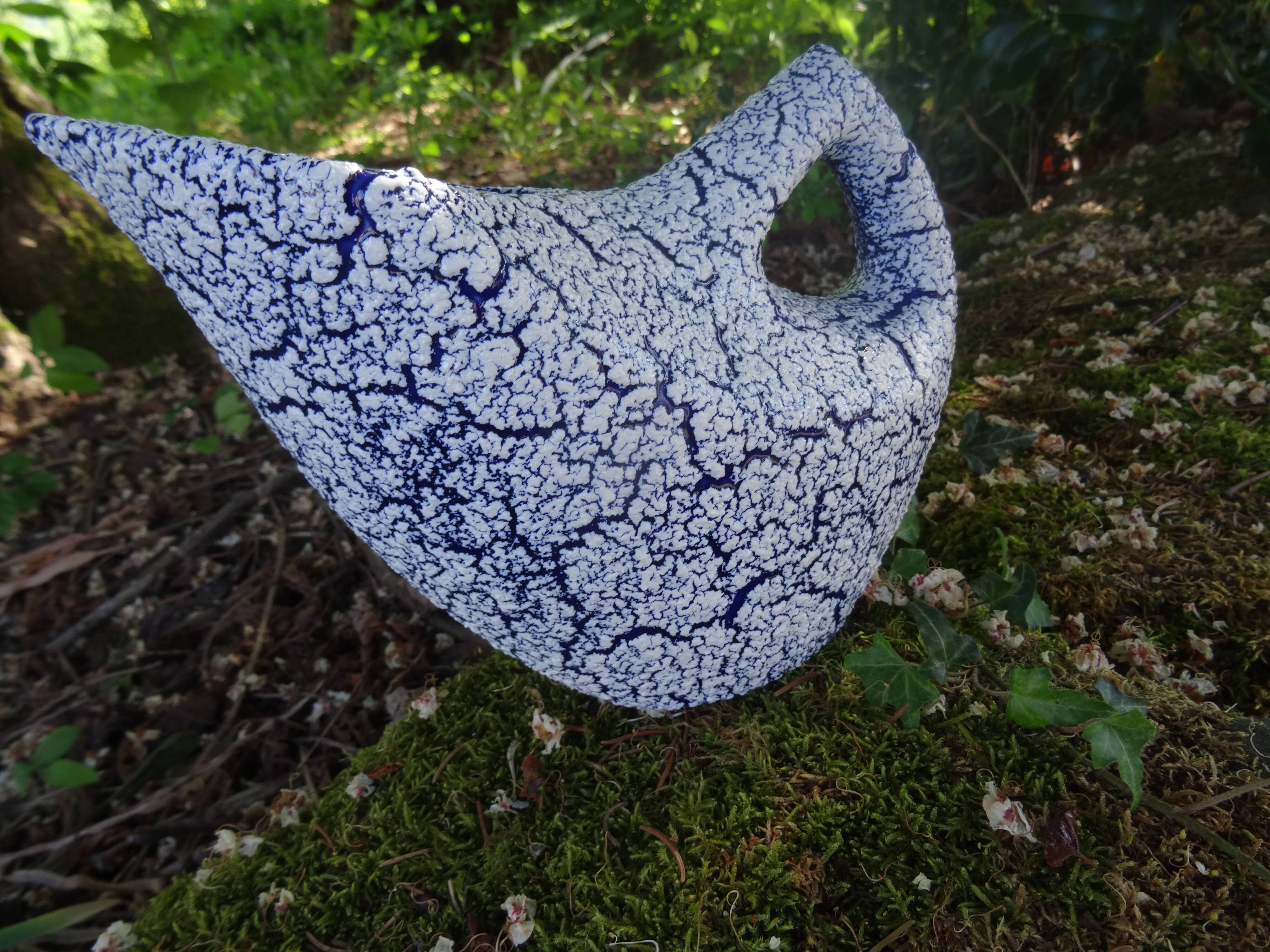 Vintage blue and white enamelled jug