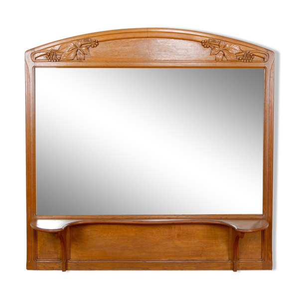 Important miroir en chêne sculpté, Art Nouveau, Circa 1910