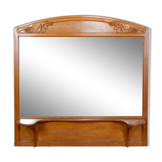 Important carved oak mirror, Art Nouveau, Circa 1910