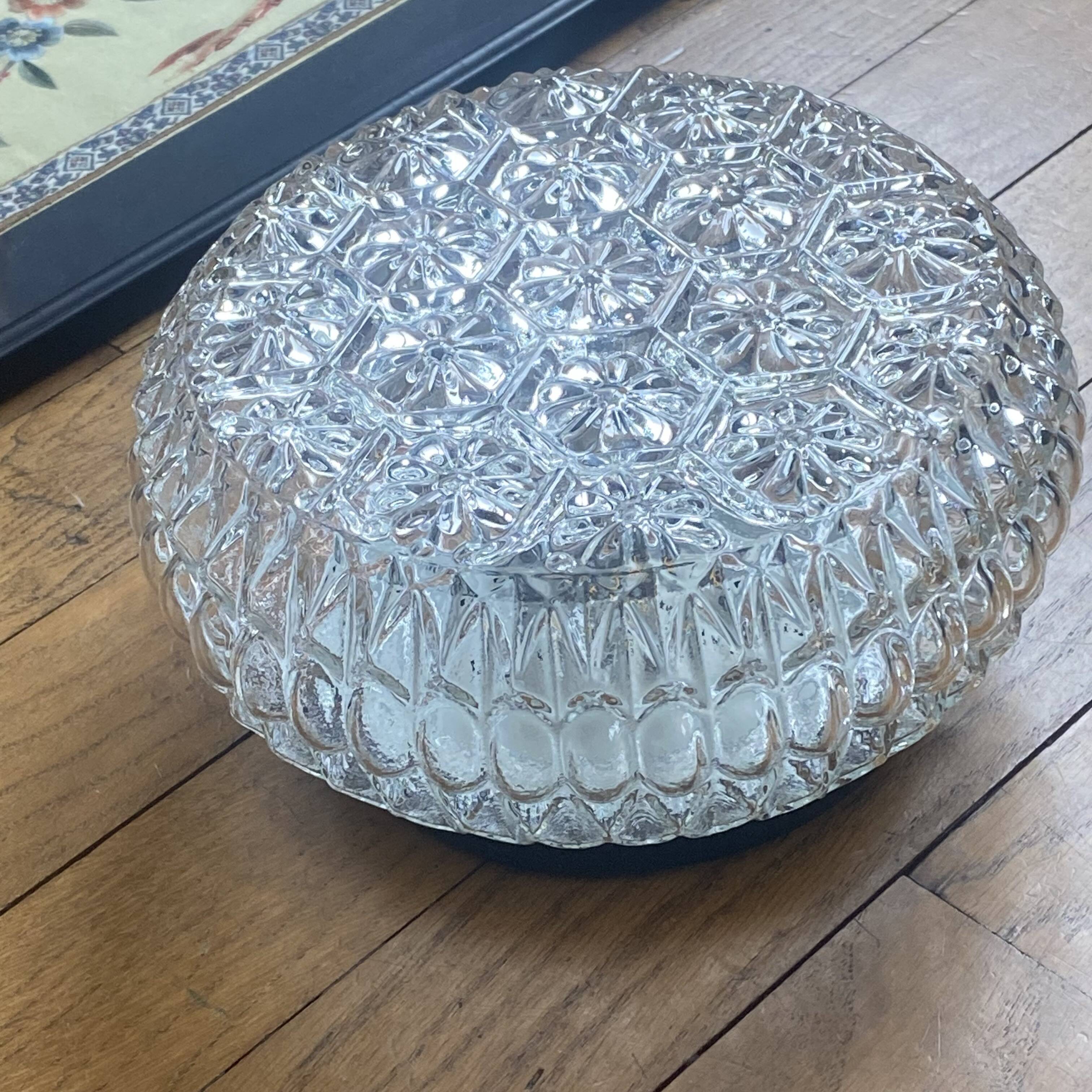 Small vintage wall lamp in antique glass ceiling light diameter 19 cm