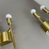 Set of 2 brass italian stilnovo style theatre wall light sconces, italy, 1970s