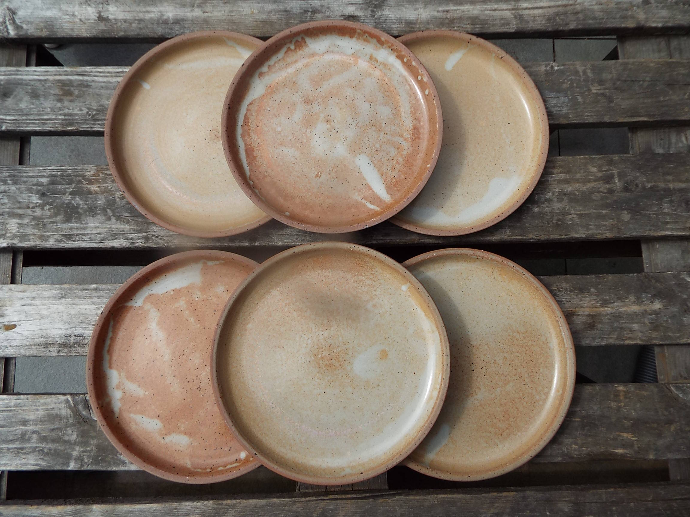 6 flat stoneware plates