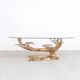 Willy Daro brass Bonsai and glass coffee table, 1970s